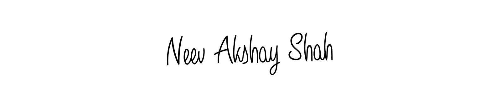 The best way (Angelique-Rose-font-FFP) to make a short signature is to pick only two or three words in your name. The name Neev Akshay Shah include a total of six letters. For converting this name. Neev Akshay Shah signature style 5 images and pictures png