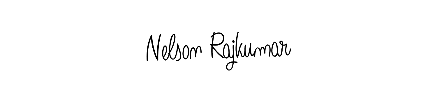 You should practise on your own different ways (Angelique-Rose-font-FFP) to write your name (Nelson Rajkumar) in signature. don't let someone else do it for you. Nelson Rajkumar signature style 5 images and pictures png