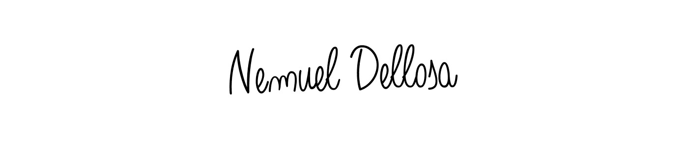 The best way (Angelique-Rose-font-FFP) to make a short signature is to pick only two or three words in your name. The name Nemuel Dellosa include a total of six letters. For converting this name. Nemuel Dellosa signature style 5 images and pictures png