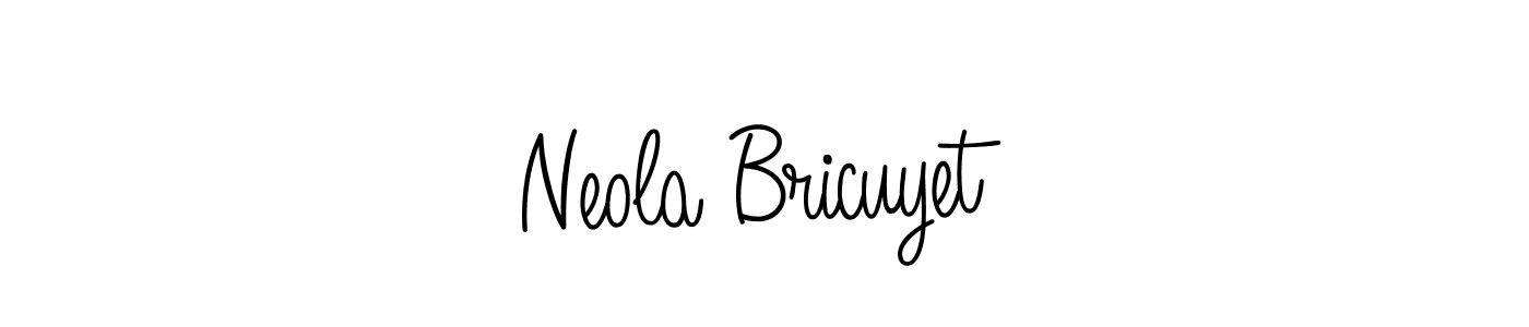 Make a beautiful signature design for name Neola Bricuyet. With this signature (Angelique-Rose-font-FFP) style, you can create a handwritten signature for free. Neola Bricuyet signature style 5 images and pictures png