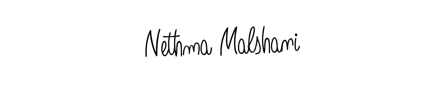 You should practise on your own different ways (Angelique-Rose-font-FFP) to write your name (Nethma Malshani) in signature. don't let someone else do it for you. Nethma Malshani signature style 5 images and pictures png