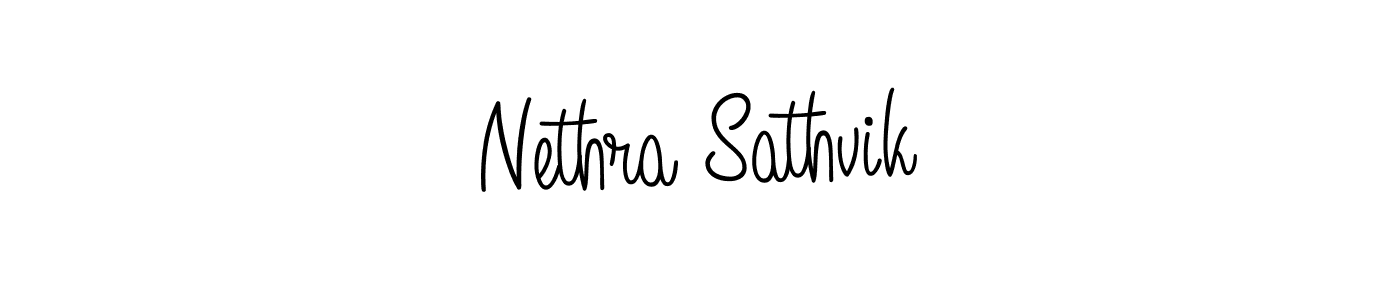 Design your own signature with our free online signature maker. With this signature software, you can create a handwritten (Angelique-Rose-font-FFP) signature for name Nethra Sathvik. Nethra Sathvik signature style 5 images and pictures png