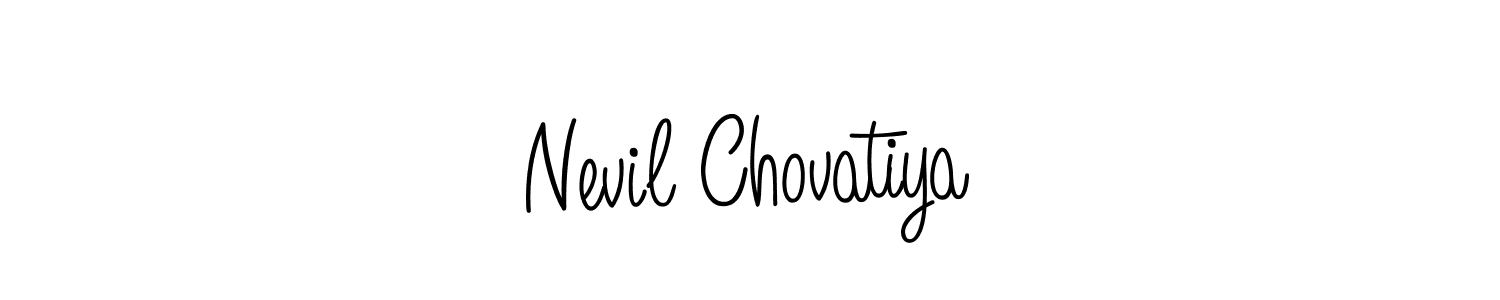 Nevil Chovatiya stylish signature style. Best Handwritten Sign (Angelique-Rose-font-FFP) for my name. Handwritten Signature Collection Ideas for my name Nevil Chovatiya. Nevil Chovatiya signature style 5 images and pictures png