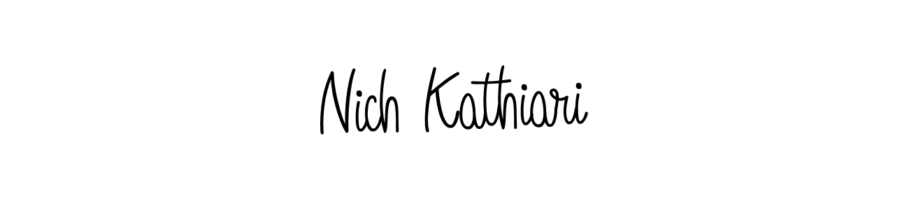 You should practise on your own different ways (Angelique-Rose-font-FFP) to write your name (Nich Kathiari) in signature. don't let someone else do it for you. Nich Kathiari signature style 5 images and pictures png