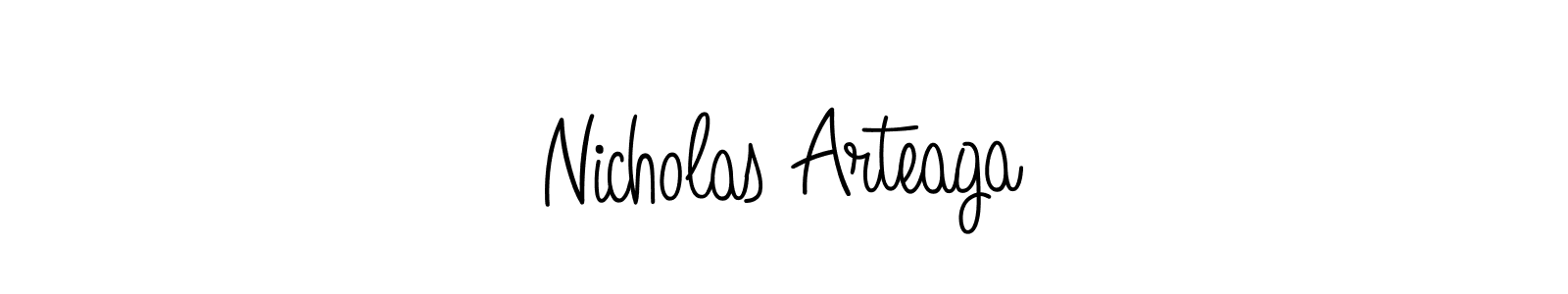 You should practise on your own different ways (Angelique-Rose-font-FFP) to write your name (Nicholas Arteaga) in signature. don't let someone else do it for you. Nicholas Arteaga signature style 5 images and pictures png