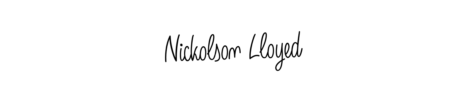 You should practise on your own different ways (Angelique-Rose-font-FFP) to write your name (Nickolson Lloyed) in signature. don't let someone else do it for you. Nickolson Lloyed signature style 5 images and pictures png