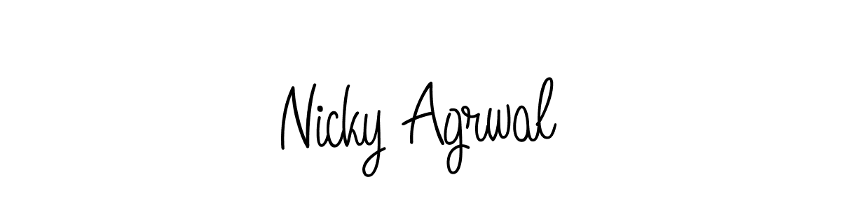You should practise on your own different ways (Angelique-Rose-font-FFP) to write your name (Nicky Agrwal) in signature. don't let someone else do it for you. Nicky Agrwal signature style 5 images and pictures png