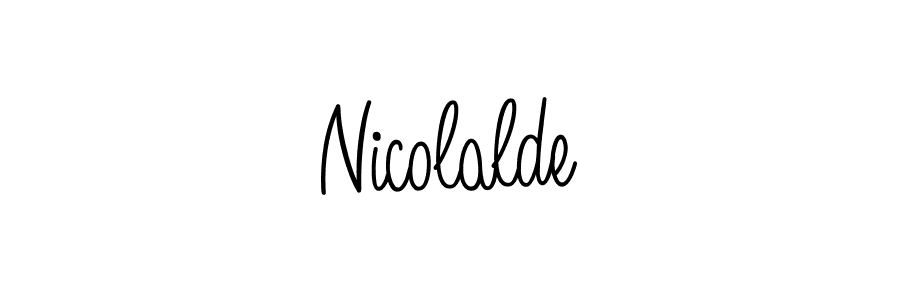 How to make Nicolalde name signature. Use Angelique-Rose-font-FFP style for creating short signs online. This is the latest handwritten sign. Nicolalde signature style 5 images and pictures png