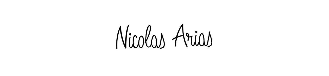 You should practise on your own different ways (Angelique-Rose-font-FFP) to write your name (Nicolas Arias) in signature. don't let someone else do it for you. Nicolas Arias signature style 5 images and pictures png