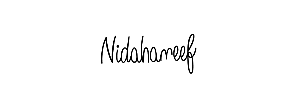 You should practise on your own different ways (Angelique-Rose-font-FFP) to write your name (Nidahaneef) in signature. don't let someone else do it for you. Nidahaneef signature style 5 images and pictures png