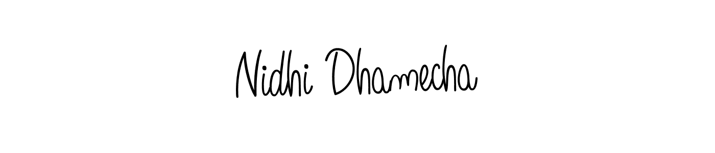 You should practise on your own different ways (Angelique-Rose-font-FFP) to write your name (Nidhi Dhamecha) in signature. don't let someone else do it for you. Nidhi Dhamecha signature style 5 images and pictures png