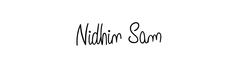 You should practise on your own different ways (Angelique-Rose-font-FFP) to write your name (Nidhin Sam) in signature. don't let someone else do it for you. Nidhin Sam signature style 5 images and pictures png