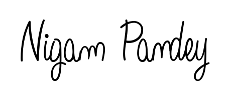A sleek calligraphic signature for name Nigam Pandey utilizing Angelique-Rose-font-FFP styling. Great for adding personal signatures to photos and art. Nigam Pandey signature style 5 images and pictures png