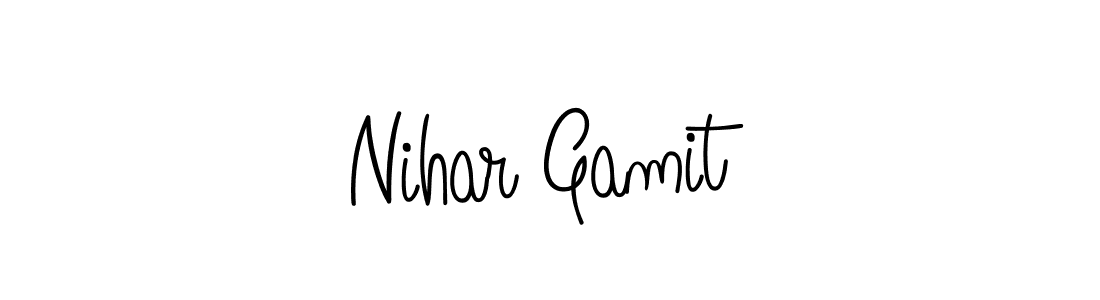 You should practise on your own different ways (Angelique-Rose-font-FFP) to write your name (Nihar Gamit) in signature. don't let someone else do it for you. Nihar Gamit signature style 5 images and pictures png