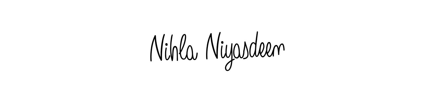 This is the best signature style for the Nihla Niyasdeen name. Also you like these signature font (Angelique-Rose-font-FFP). Mix name signature. Nihla Niyasdeen signature style 5 images and pictures png