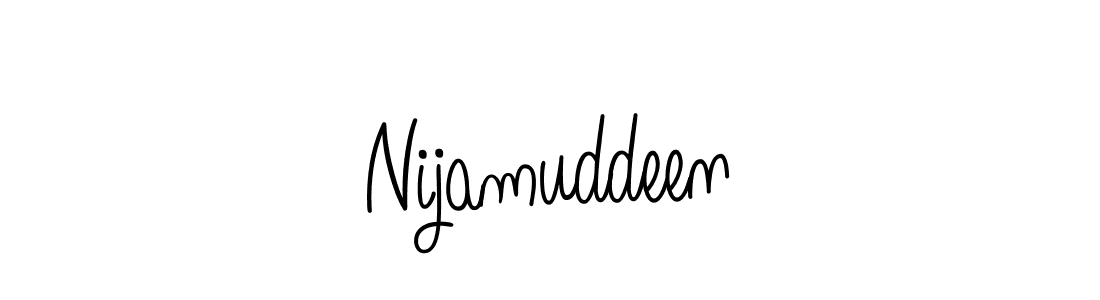 How to make Nijamuddeen name signature. Use Angelique-Rose-font-FFP style for creating short signs online. This is the latest handwritten sign. Nijamuddeen signature style 5 images and pictures png