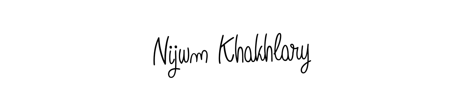 You should practise on your own different ways (Angelique-Rose-font-FFP) to write your name (Nijwm Khakhlary) in signature. don't let someone else do it for you. Nijwm Khakhlary signature style 5 images and pictures png