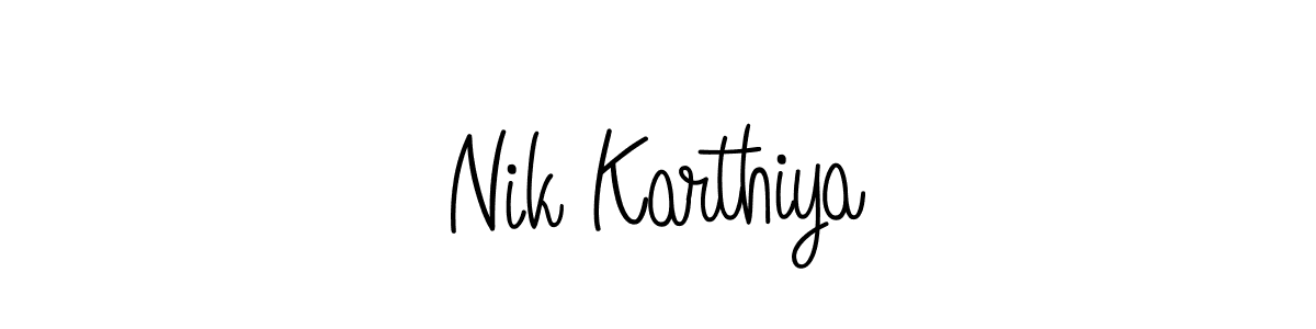 The best way (Angelique-Rose-font-FFP) to make a short signature is to pick only two or three words in your name. The name Nik Karthiya include a total of six letters. For converting this name. Nik Karthiya signature style 5 images and pictures png