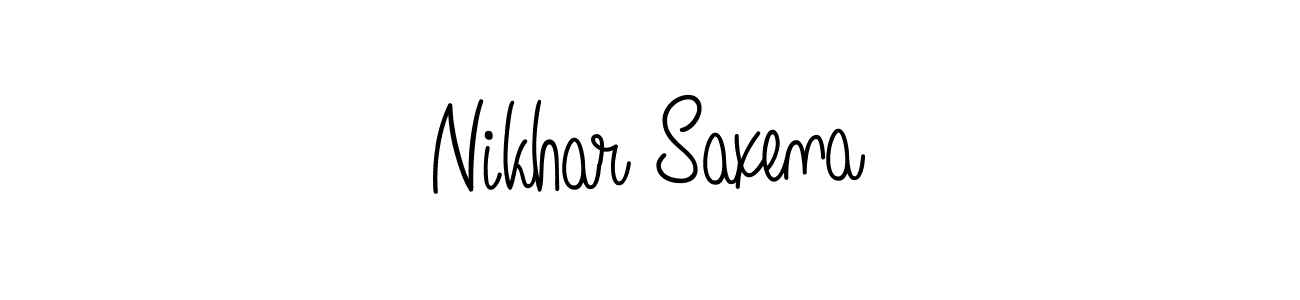 You should practise on your own different ways (Angelique-Rose-font-FFP) to write your name (Nikhar Saxena) in signature. don't let someone else do it for you. Nikhar Saxena signature style 5 images and pictures png