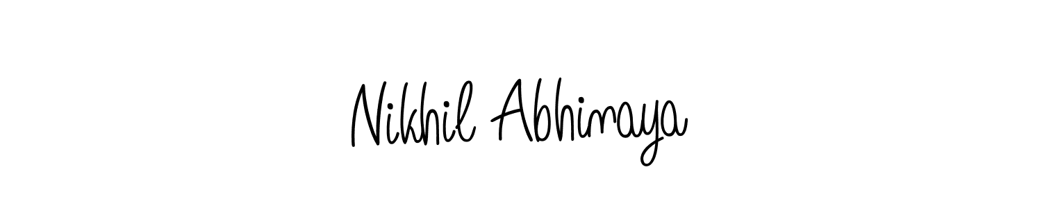 You should practise on your own different ways (Angelique-Rose-font-FFP) to write your name (Nikhil Abhinaya) in signature. don't let someone else do it for you. Nikhil Abhinaya signature style 5 images and pictures png