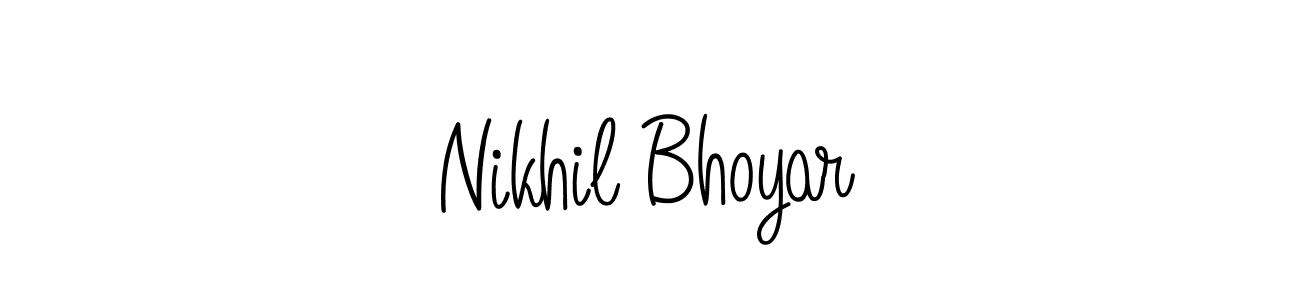You should practise on your own different ways (Angelique-Rose-font-FFP) to write your name (Nikhil Bhoyar) in signature. don't let someone else do it for you. Nikhil Bhoyar signature style 5 images and pictures png