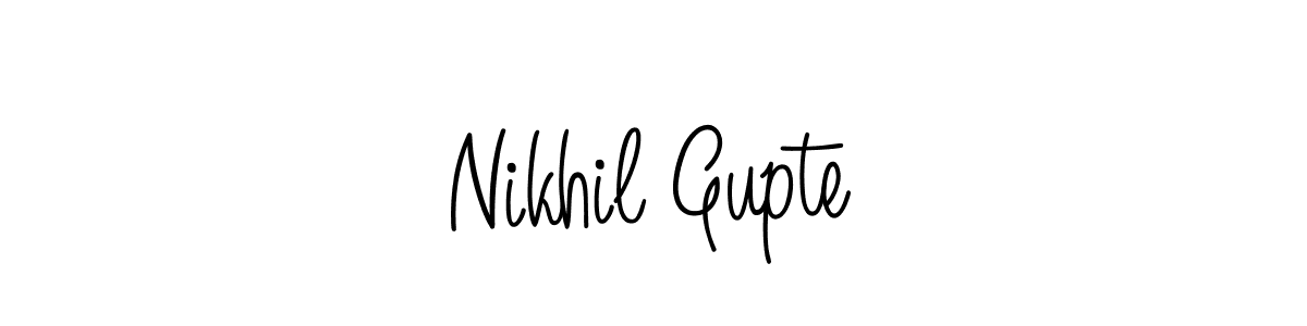 You should practise on your own different ways (Angelique-Rose-font-FFP) to write your name (Nikhil Gupte) in signature. don't let someone else do it for you. Nikhil Gupte signature style 5 images and pictures png