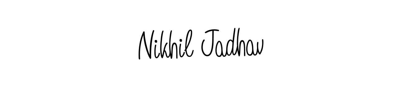 You should practise on your own different ways (Angelique-Rose-font-FFP) to write your name (Nikhil Jadhav) in signature. don't let someone else do it for you. Nikhil Jadhav signature style 5 images and pictures png