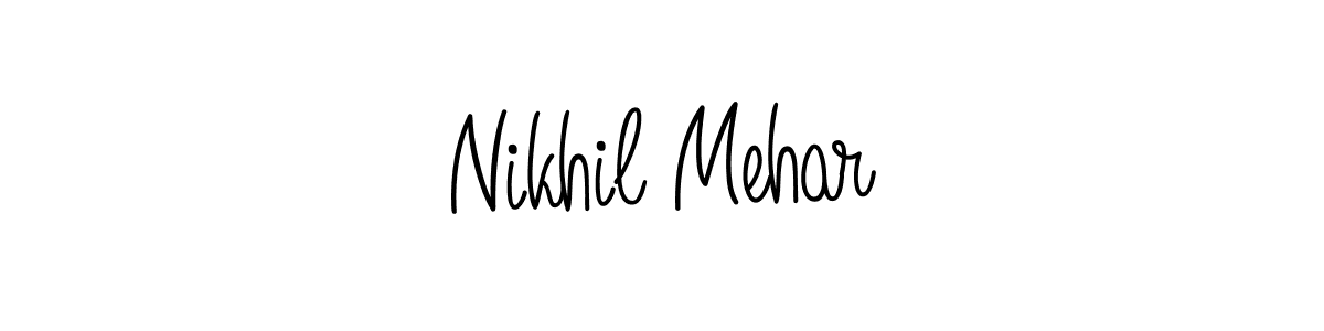 You should practise on your own different ways (Angelique-Rose-font-FFP) to write your name (Nikhil Mehar) in signature. don't let someone else do it for you. Nikhil Mehar signature style 5 images and pictures png