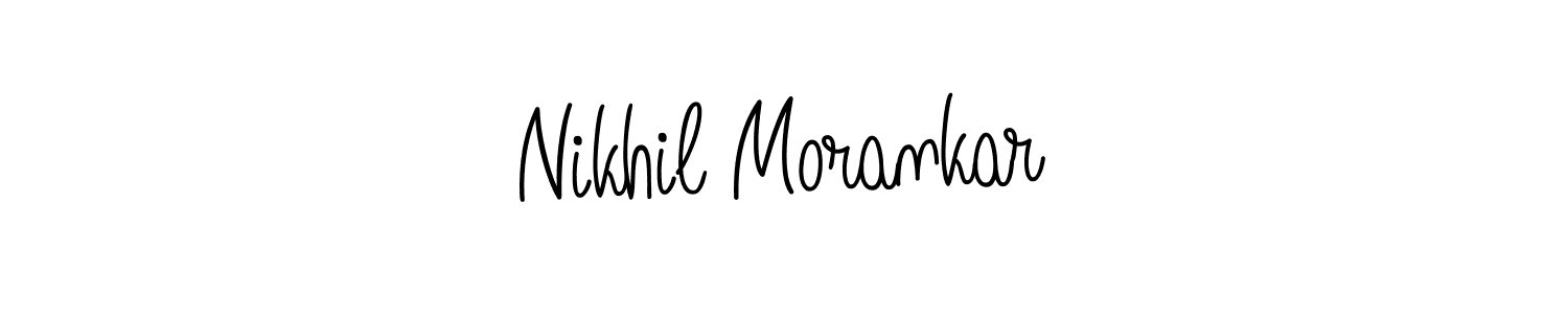 You should practise on your own different ways (Angelique-Rose-font-FFP) to write your name (Nikhil Morankar) in signature. don't let someone else do it for you. Nikhil Morankar signature style 5 images and pictures png