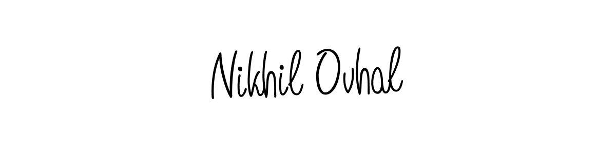 The best way (Angelique-Rose-font-FFP) to make a short signature is to pick only two or three words in your name. The name Nikhil Ovhal include a total of six letters. For converting this name. Nikhil Ovhal signature style 5 images and pictures png