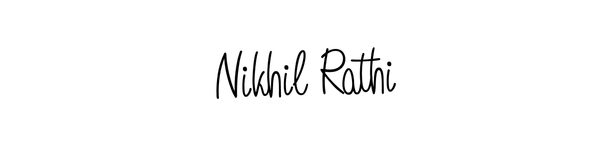 You should practise on your own different ways (Angelique-Rose-font-FFP) to write your name (Nikhil Rathi) in signature. don't let someone else do it for you. Nikhil Rathi signature style 5 images and pictures png