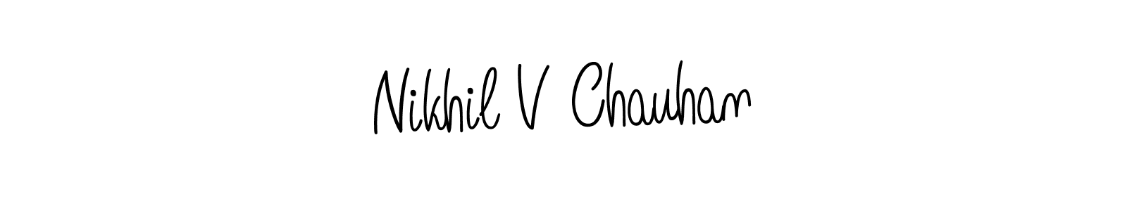 if you are searching for the best signature style for your name Nikhil V Chauhan. so please give up your signature search. here we have designed multiple signature styles  using Angelique-Rose-font-FFP. Nikhil V Chauhan signature style 5 images and pictures png