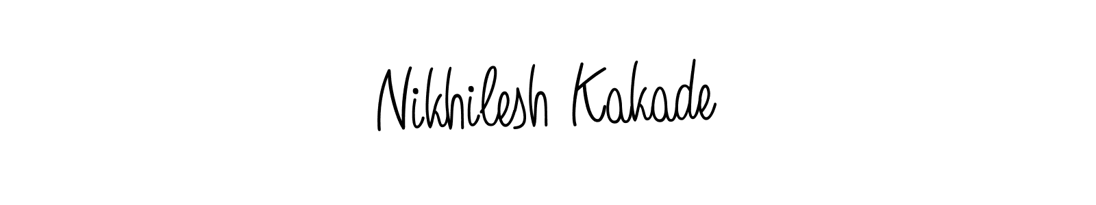 The best way (Angelique-Rose-font-FFP) to make a short signature is to pick only two or three words in your name. The name Nikhilesh Kakade include a total of six letters. For converting this name. Nikhilesh Kakade signature style 5 images and pictures png