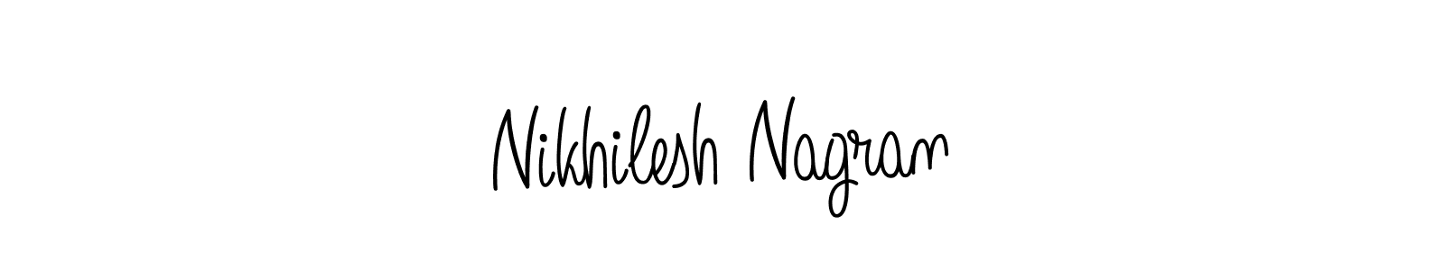 You should practise on your own different ways (Angelique-Rose-font-FFP) to write your name (Nikhilesh Nagran) in signature. don't let someone else do it for you. Nikhilesh Nagran signature style 5 images and pictures png