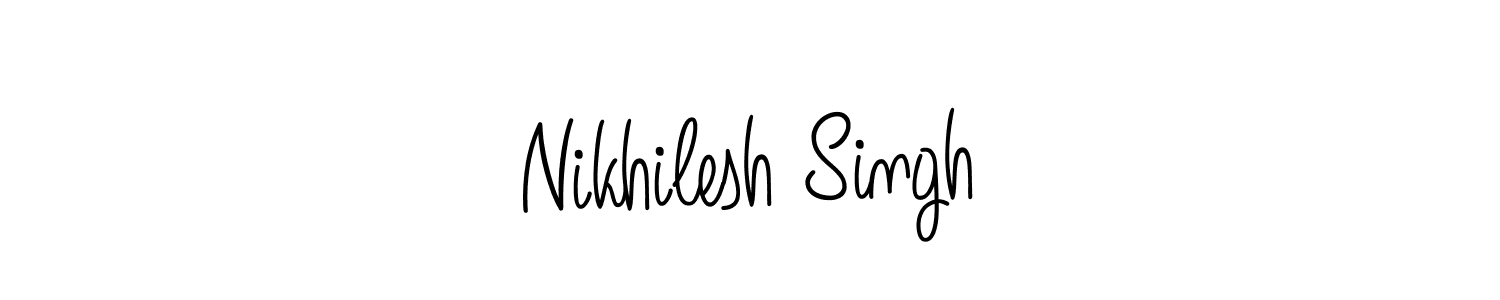 You should practise on your own different ways (Angelique-Rose-font-FFP) to write your name (Nikhilesh Singh) in signature. don't let someone else do it for you. Nikhilesh Singh signature style 5 images and pictures png