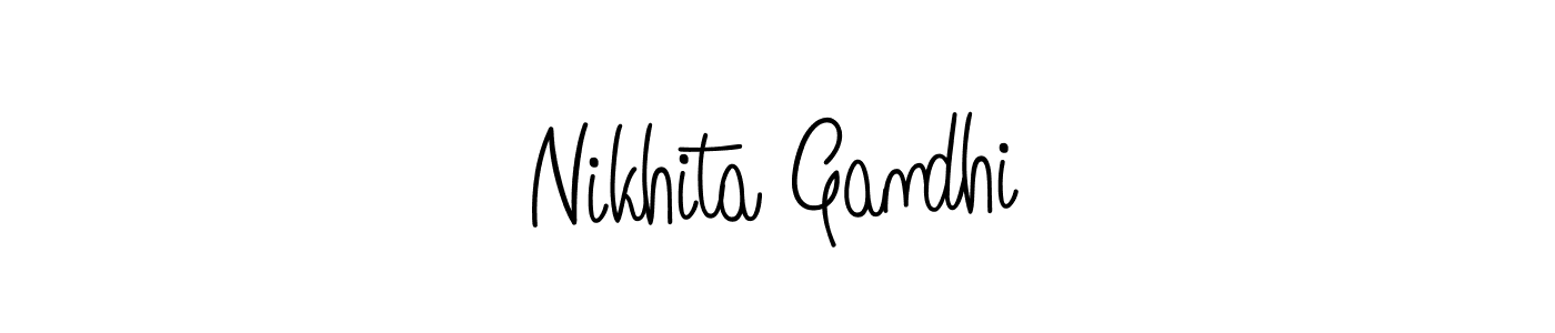 The best way (Angelique-Rose-font-FFP) to make a short signature is to pick only two or three words in your name. The name Nikhita Gandhi include a total of six letters. For converting this name. Nikhita Gandhi signature style 5 images and pictures png