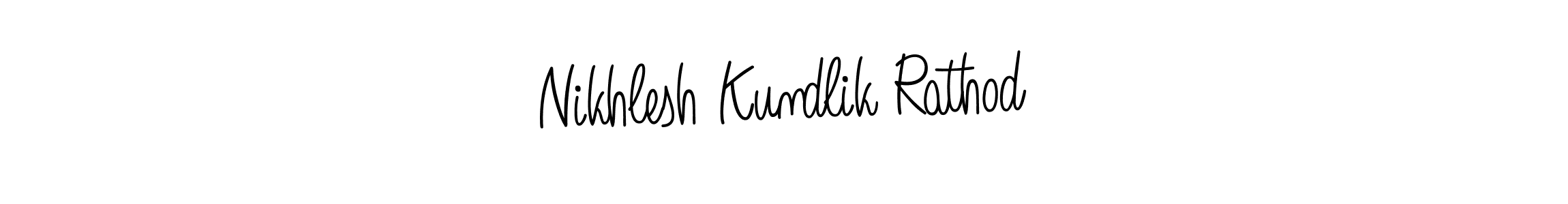 The best way (Angelique-Rose-font-FFP) to make a short signature is to pick only two or three words in your name. The name Nikhlesh Kundlik Rathod include a total of six letters. For converting this name. Nikhlesh Kundlik Rathod signature style 5 images and pictures png