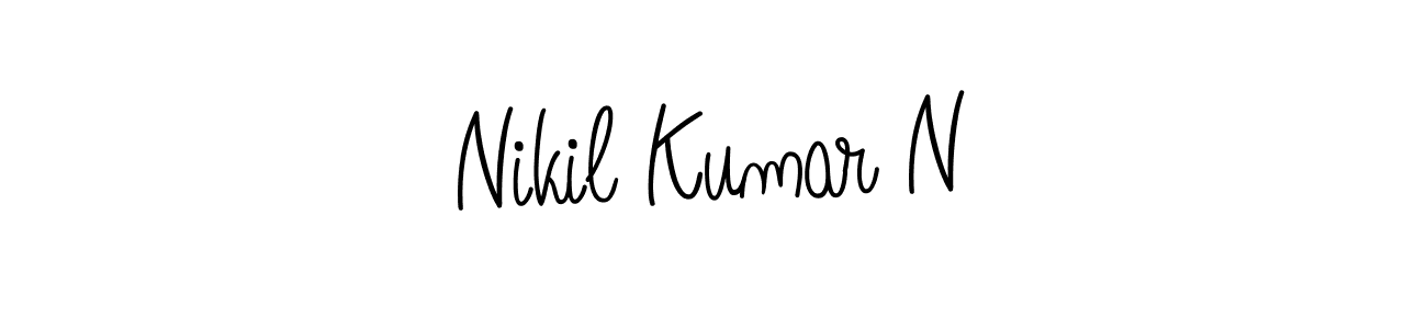 You should practise on your own different ways (Angelique-Rose-font-FFP) to write your name (Nikil Kumar N) in signature. don't let someone else do it for you. Nikil Kumar N signature style 5 images and pictures png