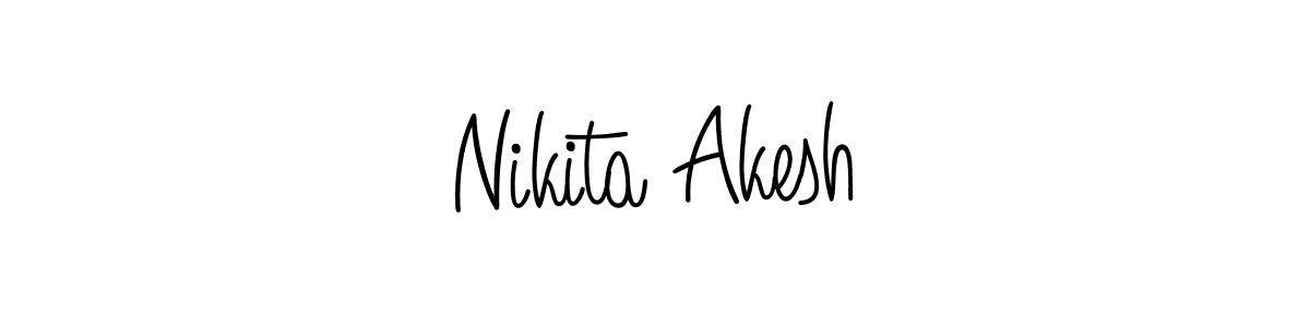 You should practise on your own different ways (Angelique-Rose-font-FFP) to write your name (Nikita Akesh) in signature. don't let someone else do it for you. Nikita Akesh signature style 5 images and pictures png