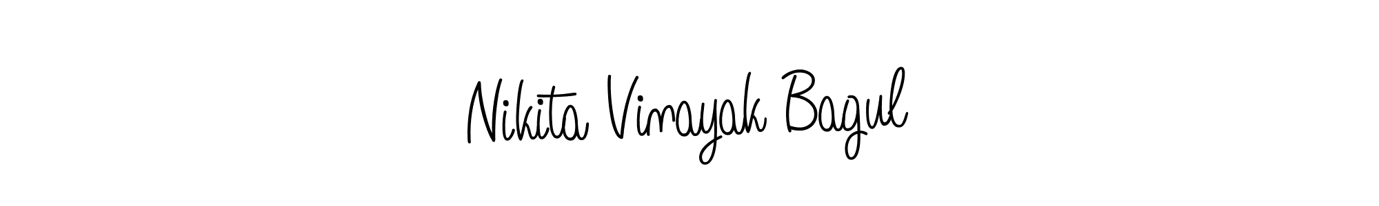 You should practise on your own different ways (Angelique-Rose-font-FFP) to write your name (Nikita Vinayak Bagul) in signature. don't let someone else do it for you. Nikita Vinayak Bagul signature style 5 images and pictures png