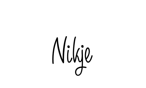 Use a signature maker to create a handwritten signature online. With this signature software, you can design (Angelique-Rose-font-FFP) your own signature for name Nikje. Nikje signature style 5 images and pictures png