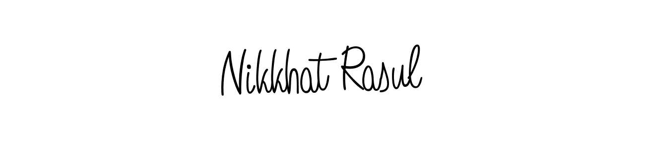 You should practise on your own different ways (Angelique-Rose-font-FFP) to write your name (Nikkhat Rasul) in signature. don't let someone else do it for you. Nikkhat Rasul signature style 5 images and pictures png