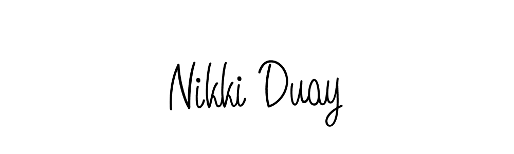 You should practise on your own different ways (Angelique-Rose-font-FFP) to write your name (Nikki Duay) in signature. don't let someone else do it for you. Nikki Duay signature style 5 images and pictures png