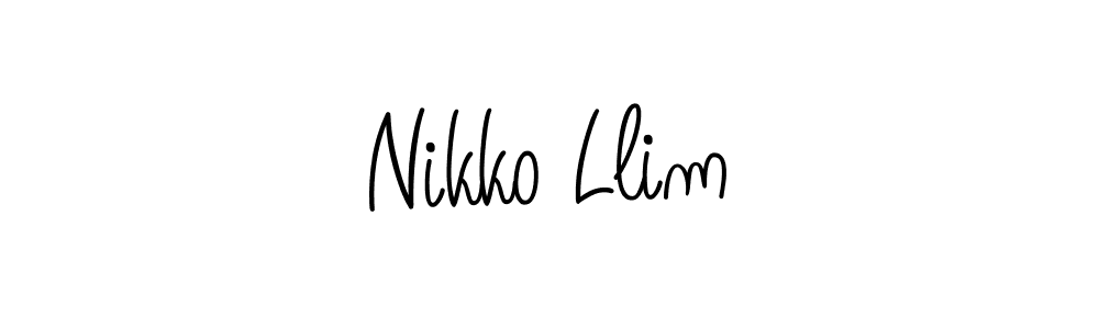 Use a signature maker to create a handwritten signature online. With this signature software, you can design (Angelique-Rose-font-FFP) your own signature for name Nikko Llim. Nikko Llim signature style 5 images and pictures png