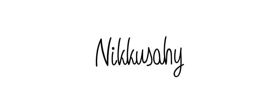 You should practise on your own different ways (Angelique-Rose-font-FFP) to write your name (Nikkusahy) in signature. don't let someone else do it for you. Nikkusahy signature style 5 images and pictures png