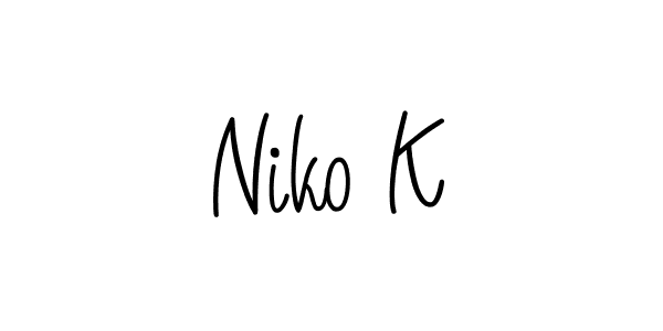 Niko K stylish signature style. Best Handwritten Sign (Angelique-Rose-font-FFP) for my name. Handwritten Signature Collection Ideas for my name Niko K. Niko K signature style 5 images and pictures png