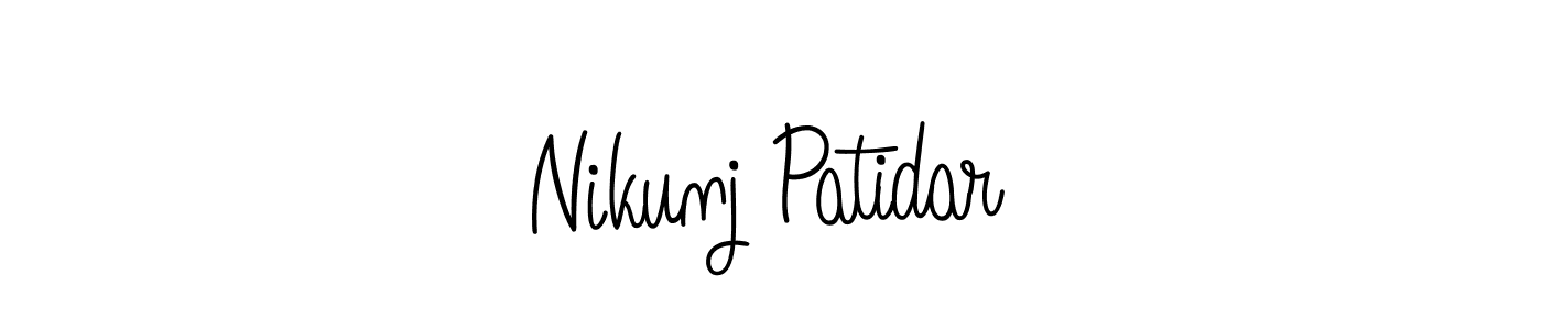 You should practise on your own different ways (Angelique-Rose-font-FFP) to write your name (Nikunj Patidar) in signature. don't let someone else do it for you. Nikunj Patidar signature style 5 images and pictures png