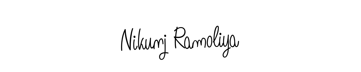 Design your own signature with our free online signature maker. With this signature software, you can create a handwritten (Angelique-Rose-font-FFP) signature for name Nikunj Ramoliya. Nikunj Ramoliya signature style 5 images and pictures png