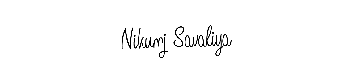 How to make Nikunj Savaliya name signature. Use Angelique-Rose-font-FFP style for creating short signs online. This is the latest handwritten sign. Nikunj Savaliya signature style 5 images and pictures png
