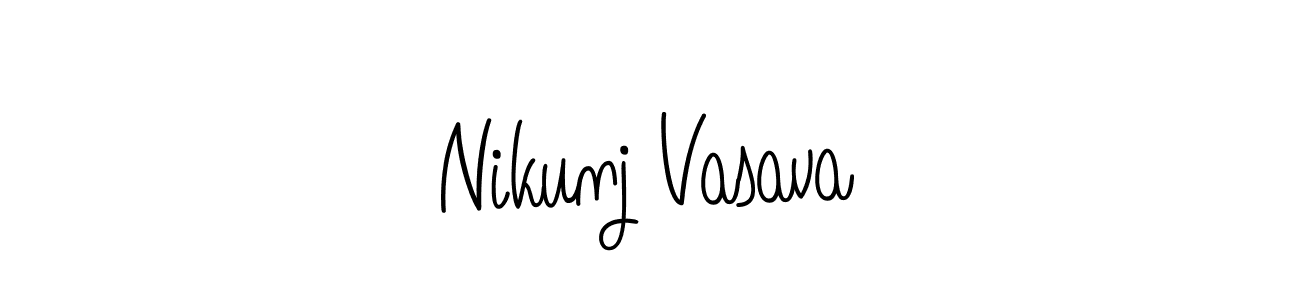 Design your own signature with our free online signature maker. With this signature software, you can create a handwritten (Angelique-Rose-font-FFP) signature for name Nikunj Vasava. Nikunj Vasava signature style 5 images and pictures png